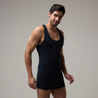 Black T1X Trunk-Cut Bodysuit for Men – Stretchable, Comfortable Innerwear by Soma. Carbon