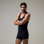 Black T1X Trunk-Cut Bodysuit for Men – Stretchable, Comfortable Innerwear by Soma. Carbon